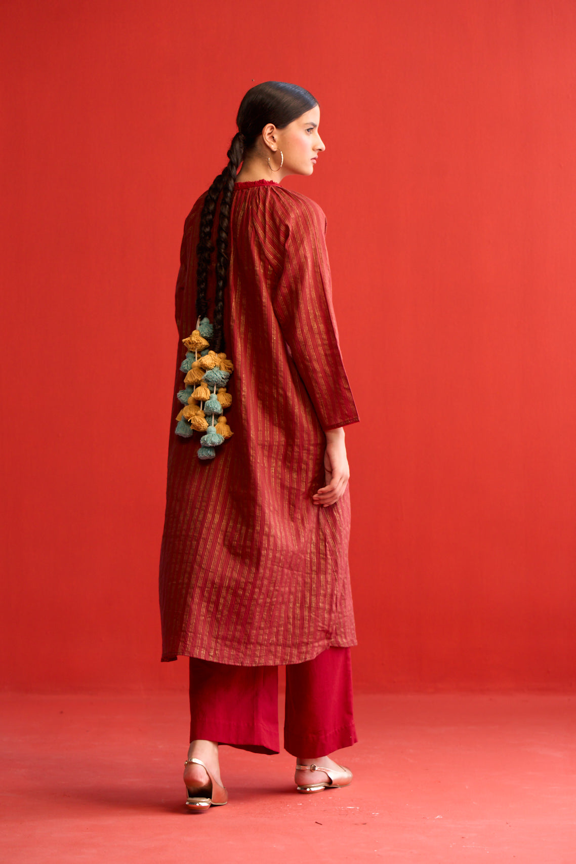 Farah gold printed raglan sleeve Kurta