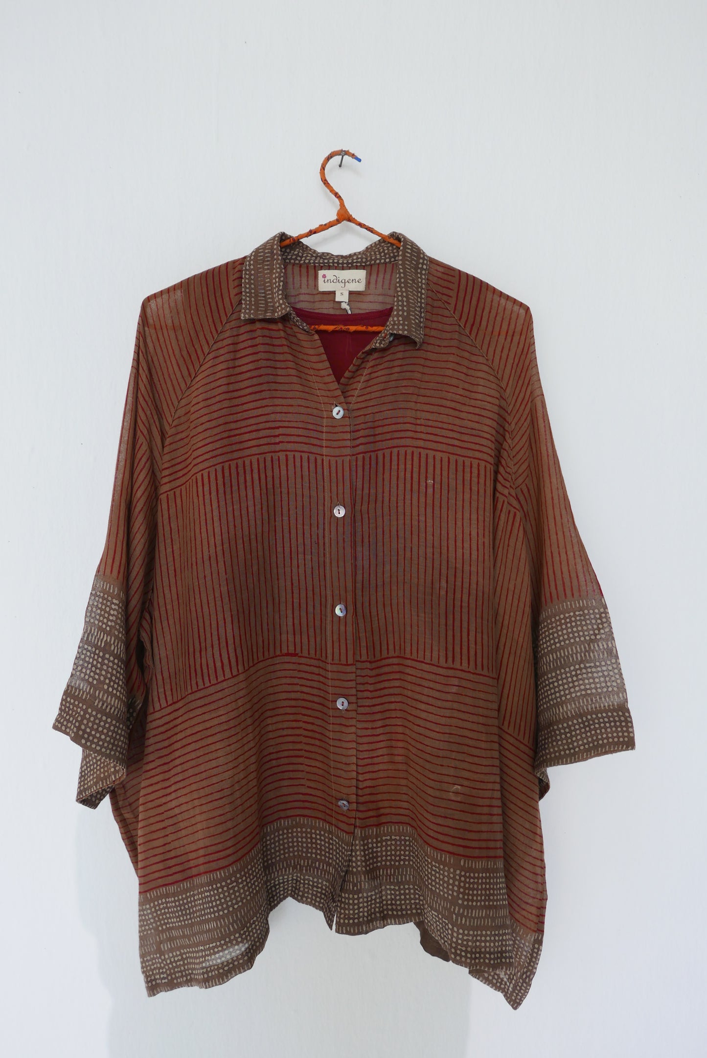 Mocha Red Stripe Kimono Shirt