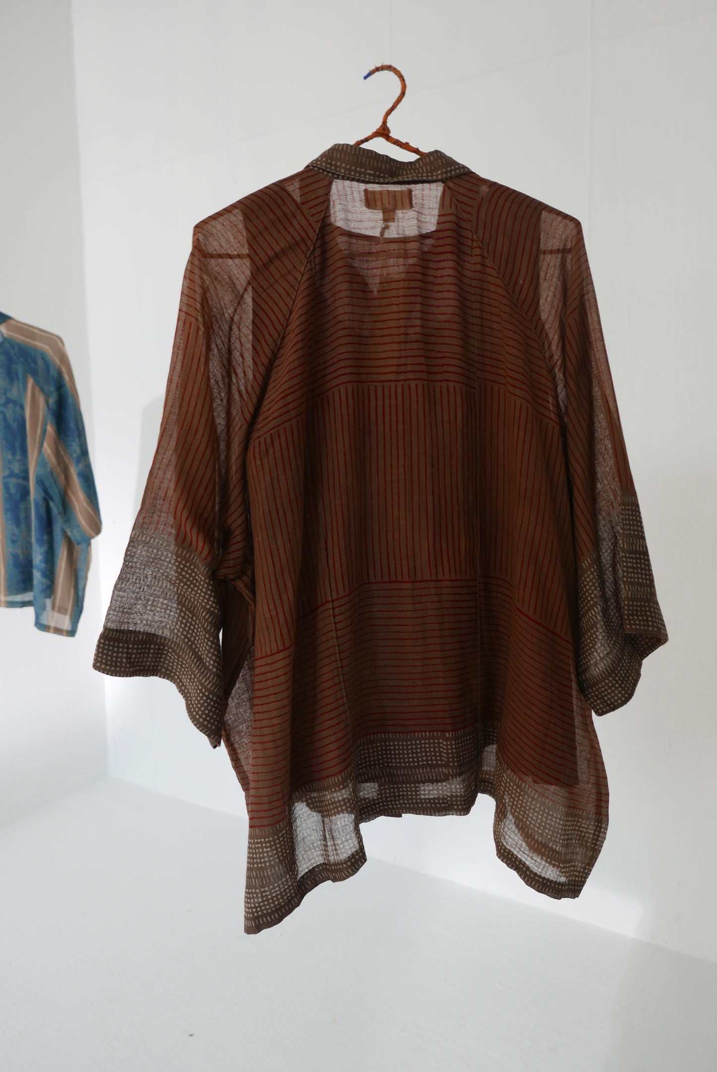 Mocha Red Stripe Kimono Shirt