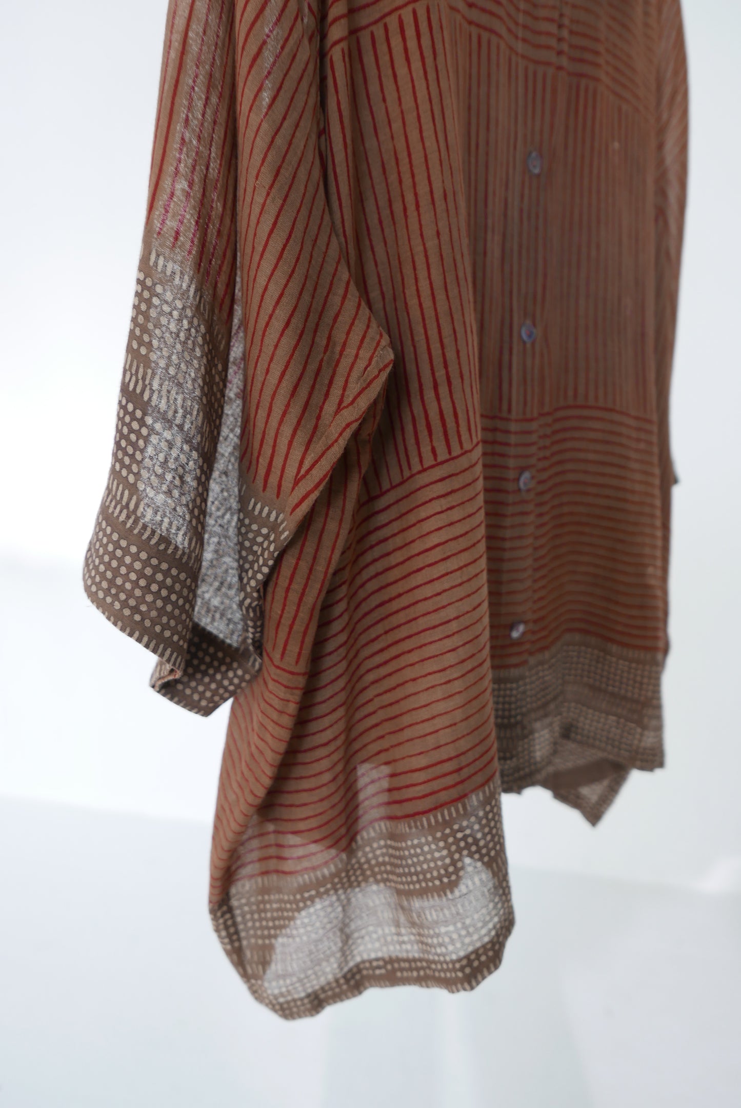 Mocha Red Stripe Kimono Shirt