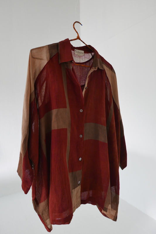 Madder blocks kimono shirt