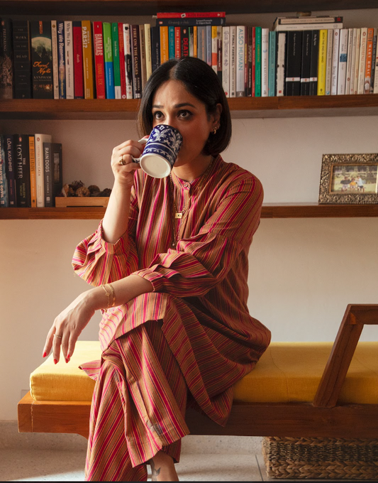 Aanchal's handwoven stripe Coord-set