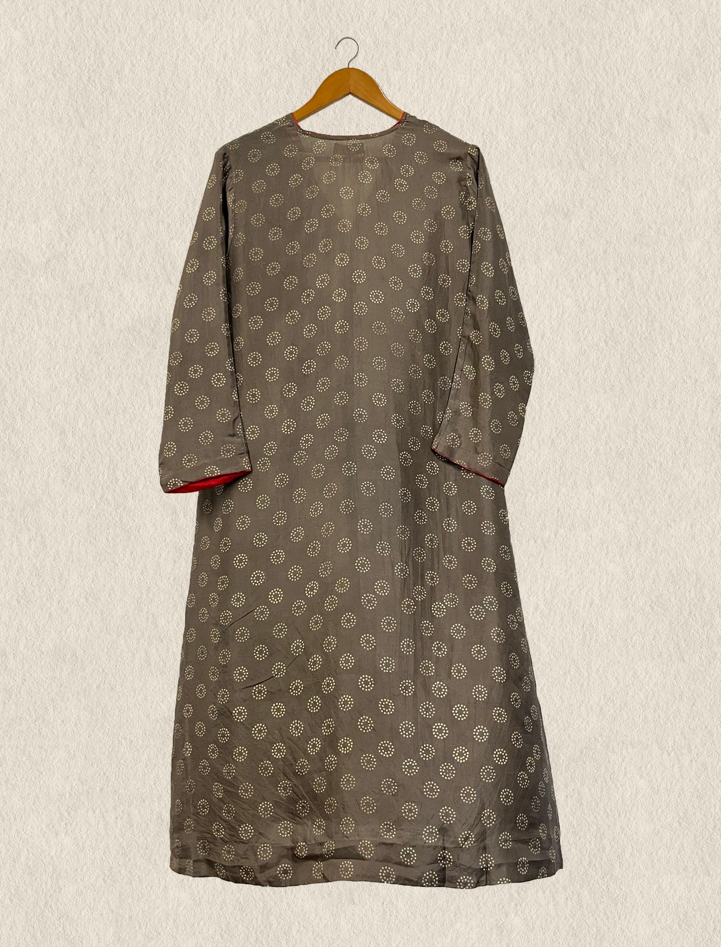 Sky V neck printed silk kurta