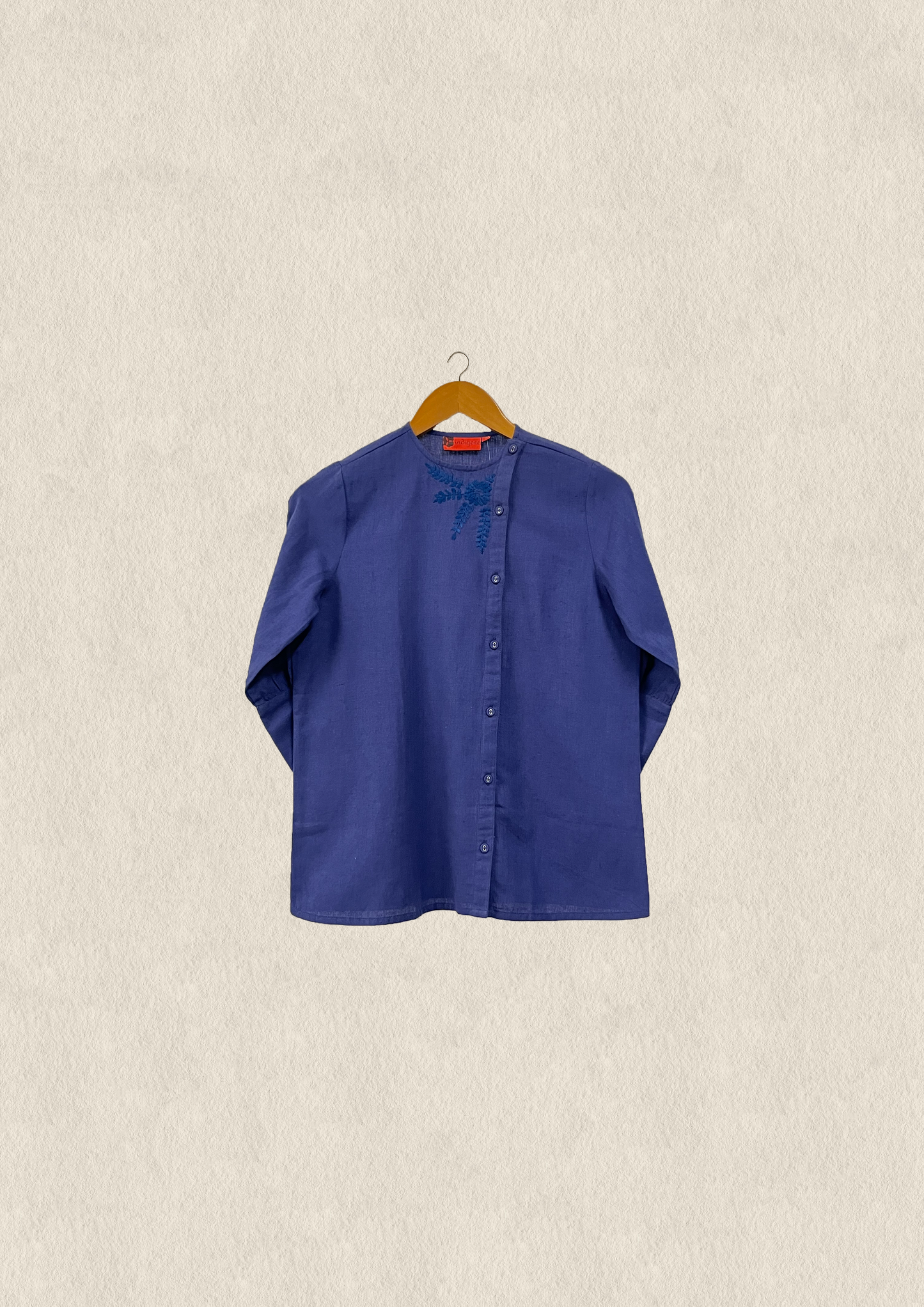 Cotton side button embroidered shirt