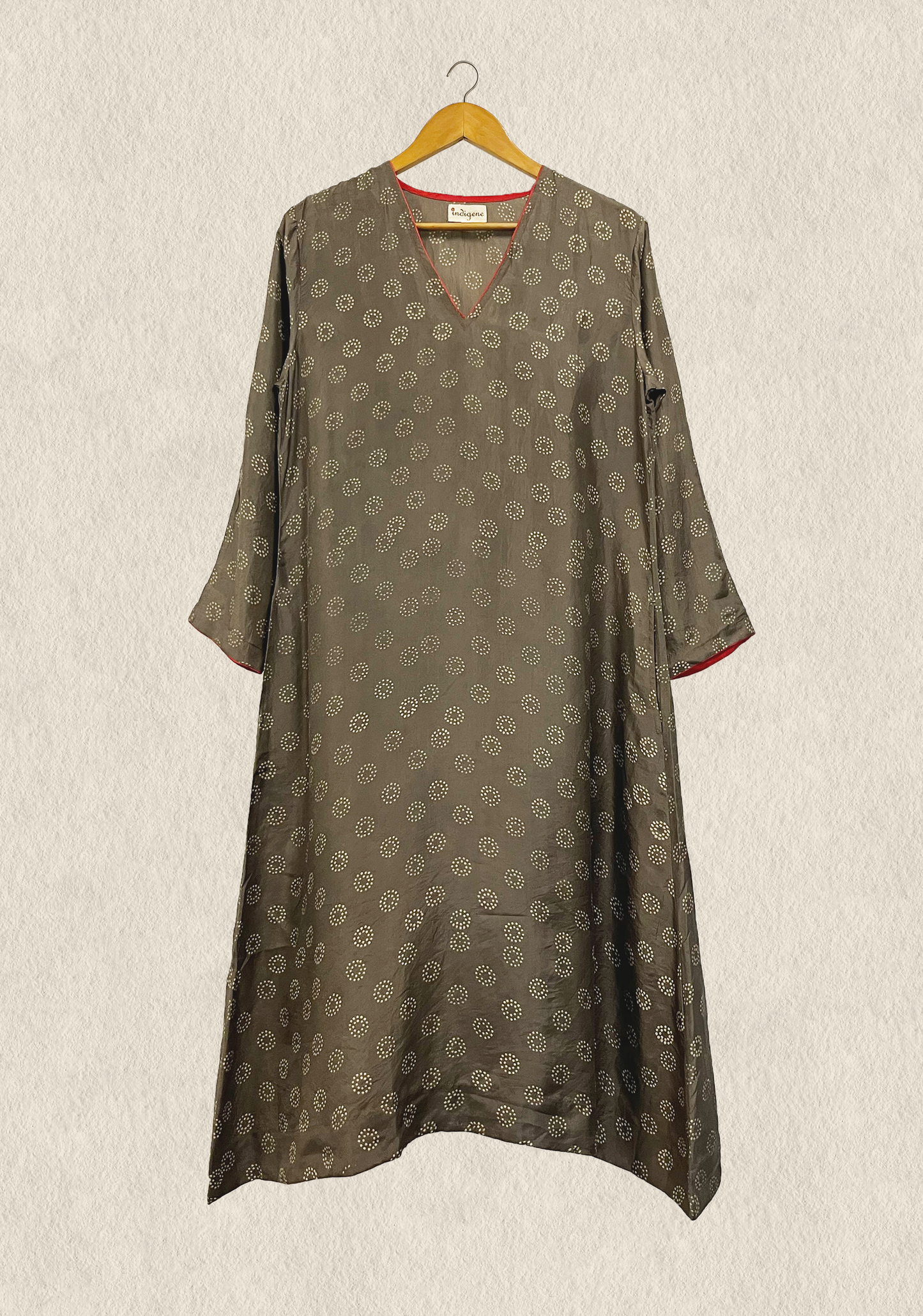 Sky V neck printed silk kurta