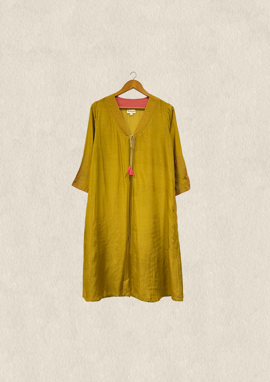Gold overlay with hand embroidery