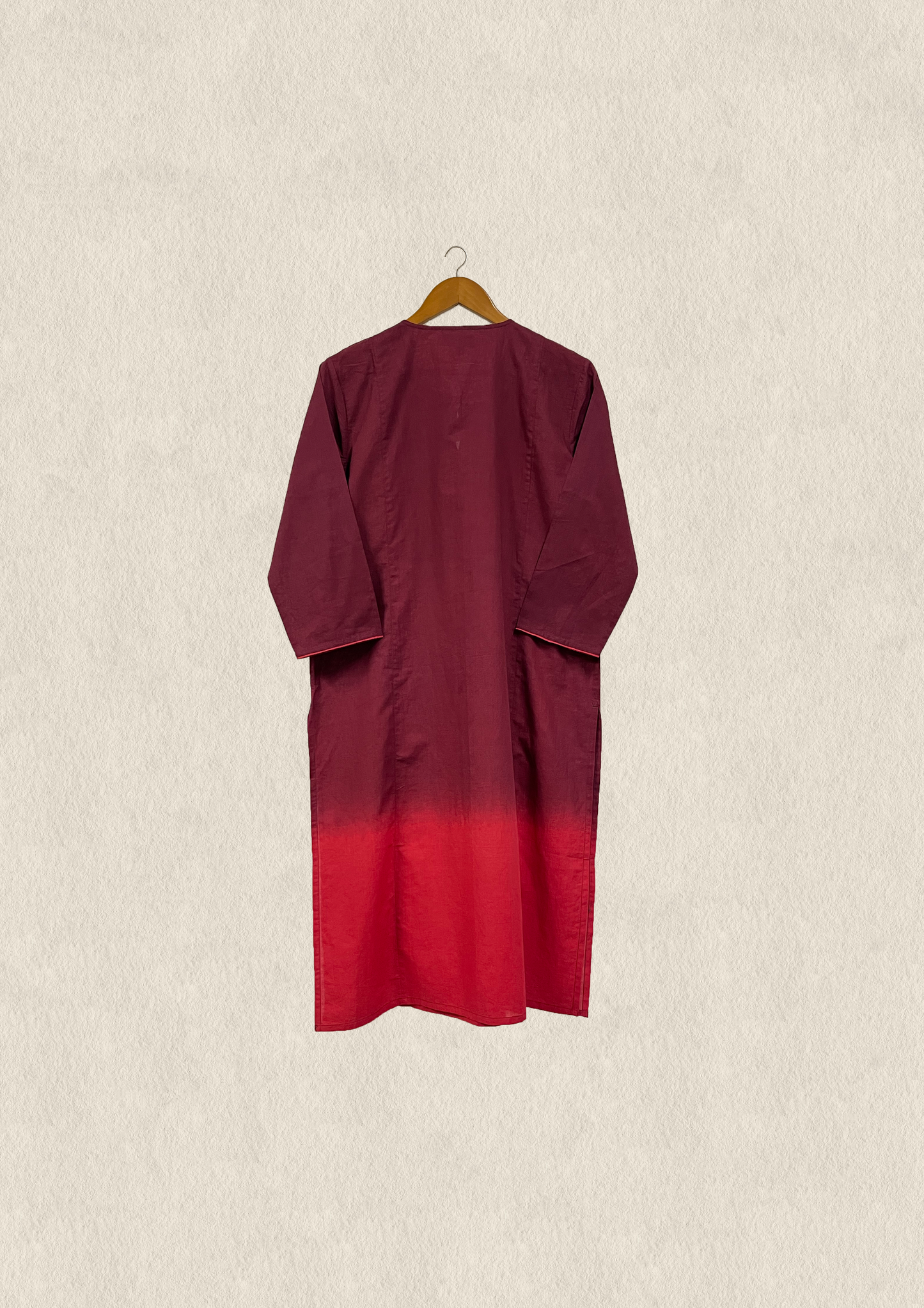 Cotton slub kurta embroidered yoke