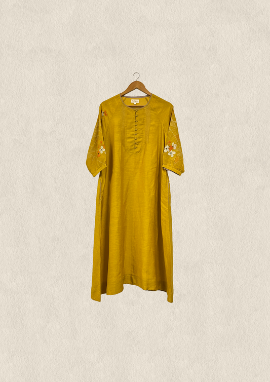 Gold modal silk embroidered kurta