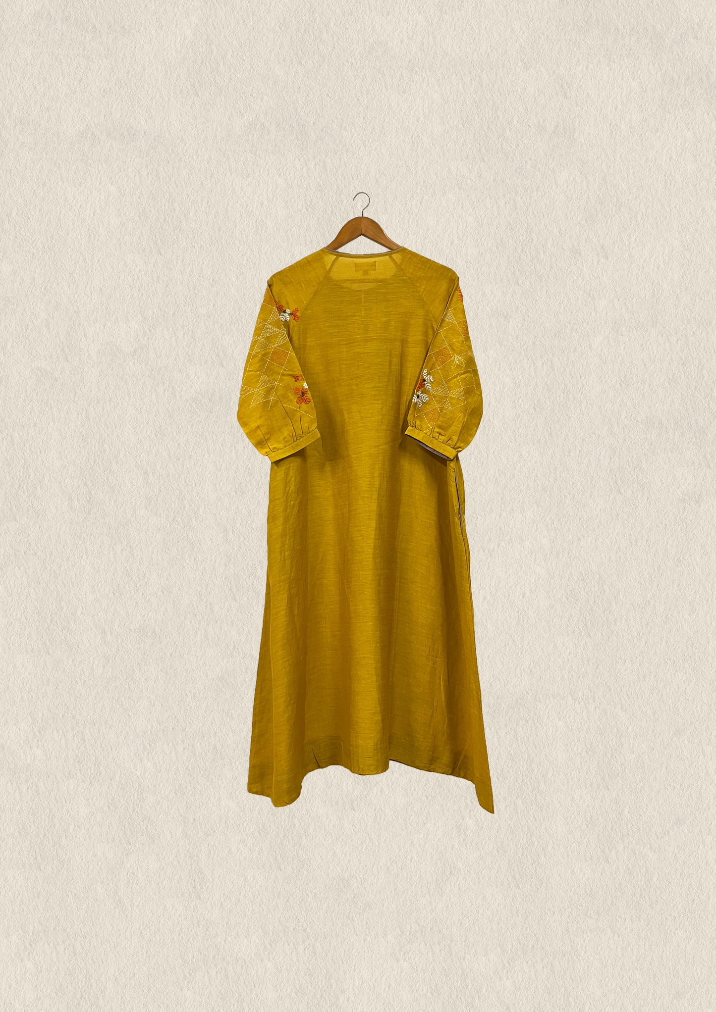 Gold modal silk embroidered kurta