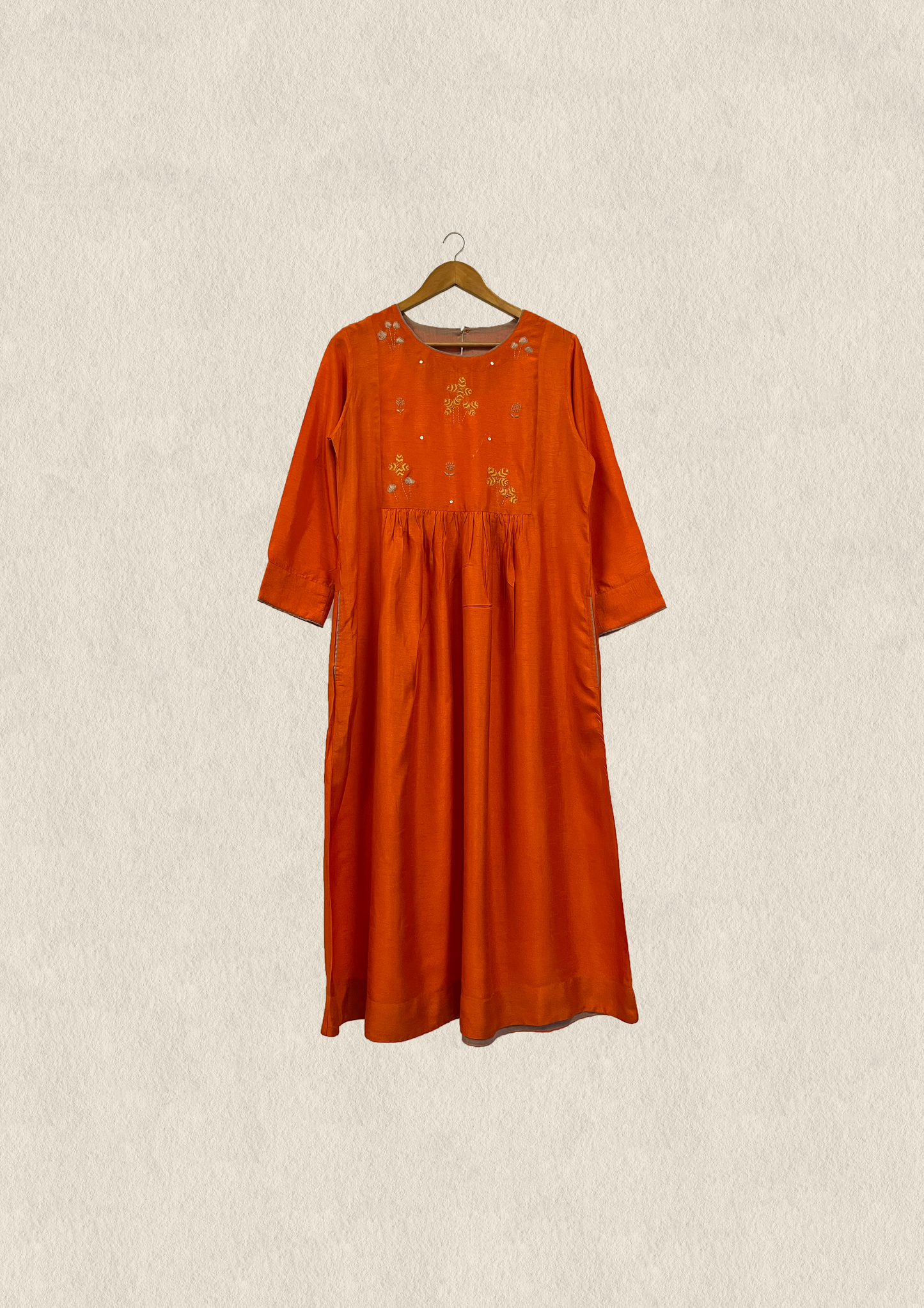 Festive modal silk embroidered kurta