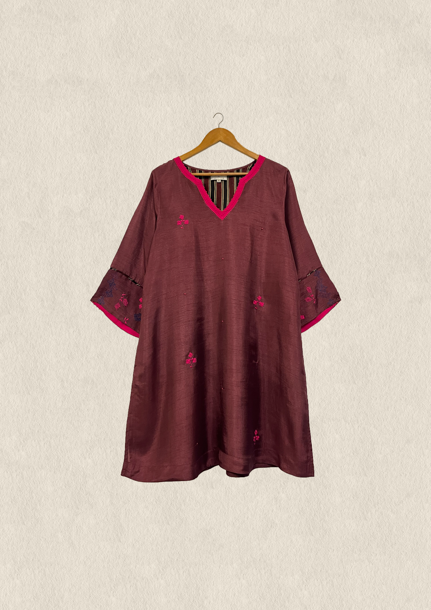 Prune embroidered modal short kurta