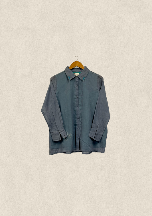 Hand embroidered button down shirt