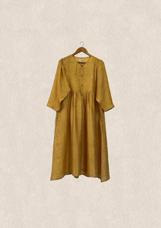 Gold Mulberry Silk Embroidered Kurta