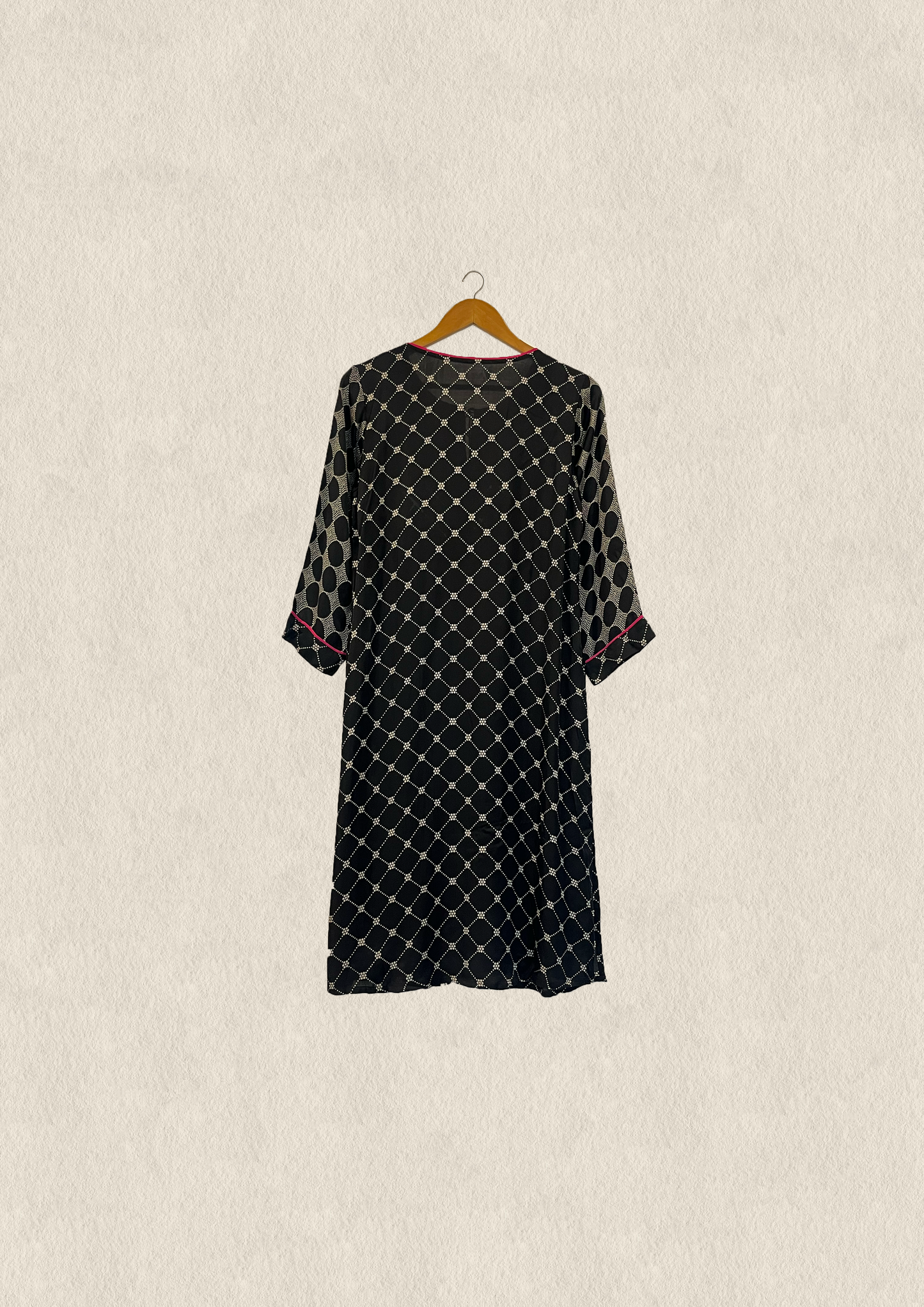 Black discharge embroidered modal kurta