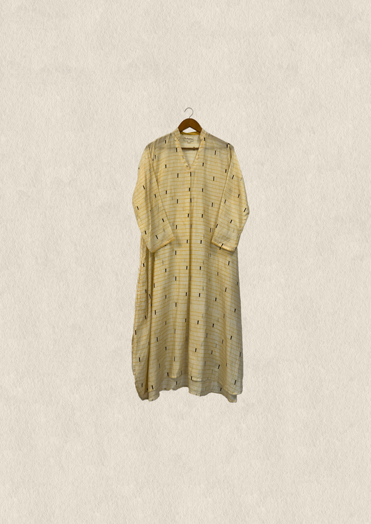 Cream printed modal kurta