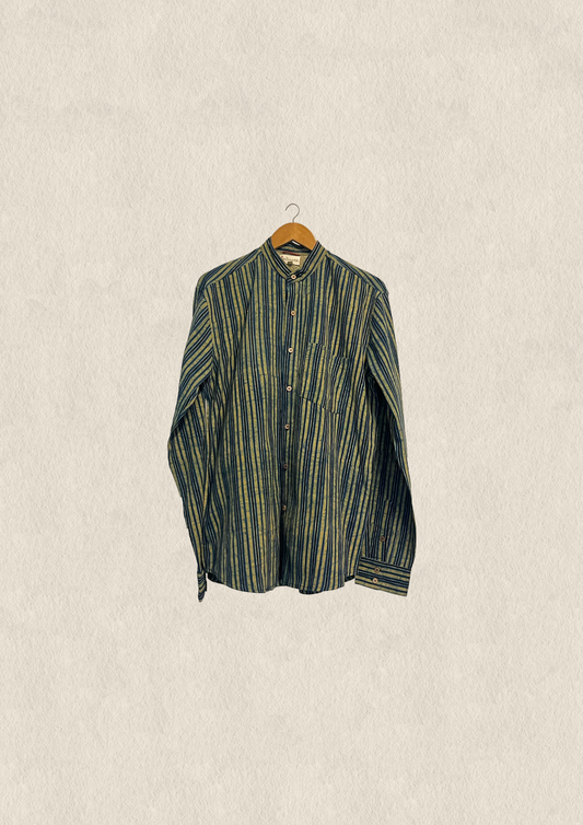 Ajrakh stripe regular collar men's shirt