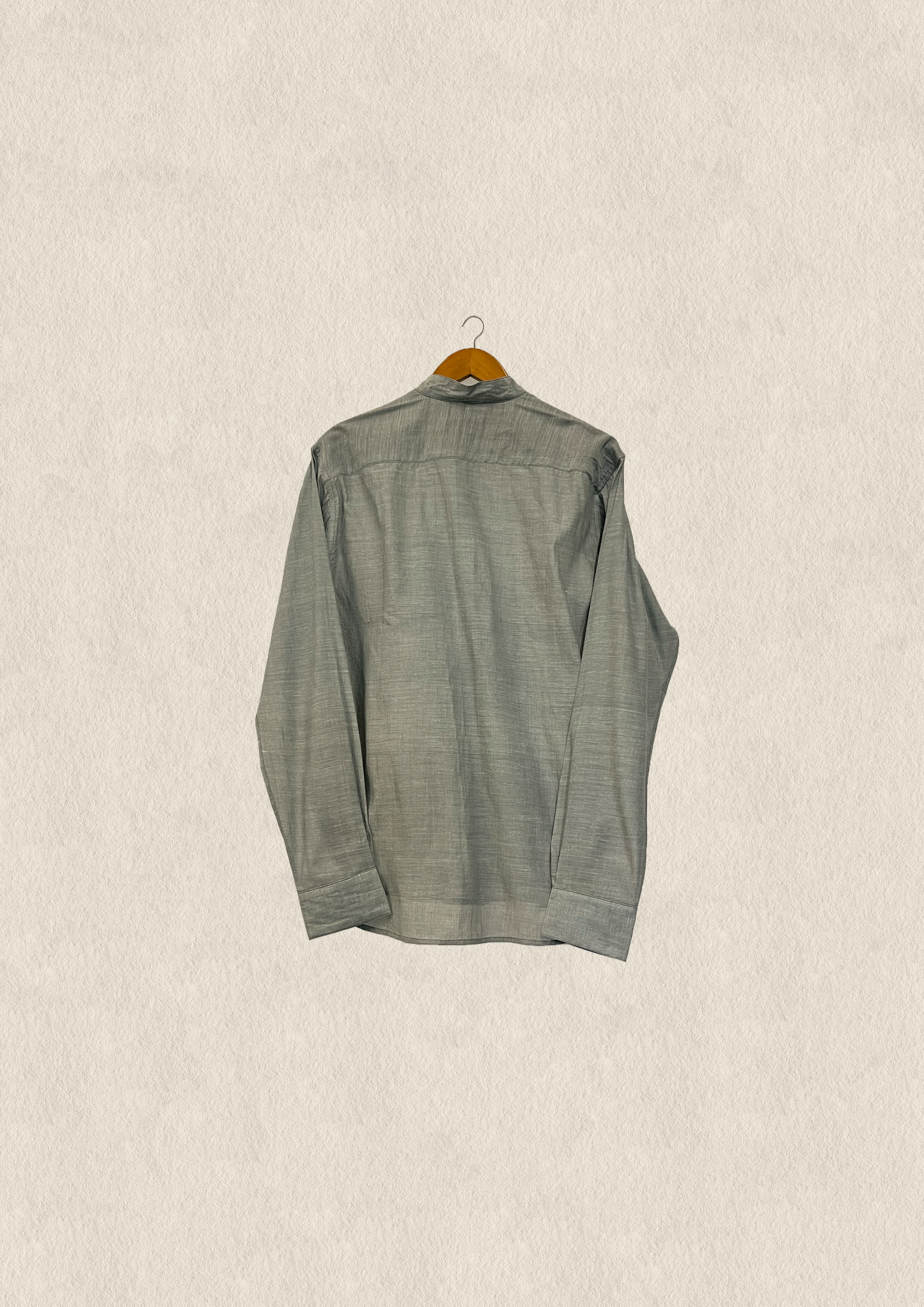 Chambray mandarin collar men's shirt
