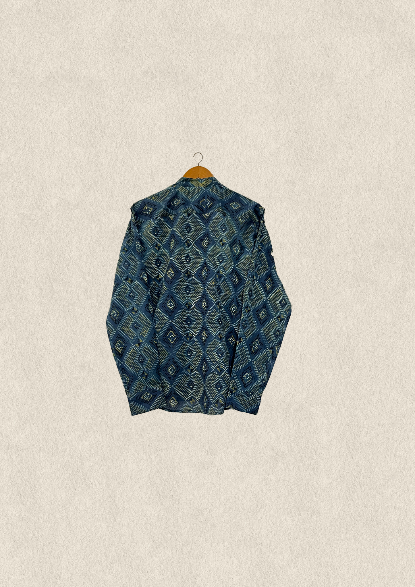 Geometric Ajrakh mandarin collar men's shirt