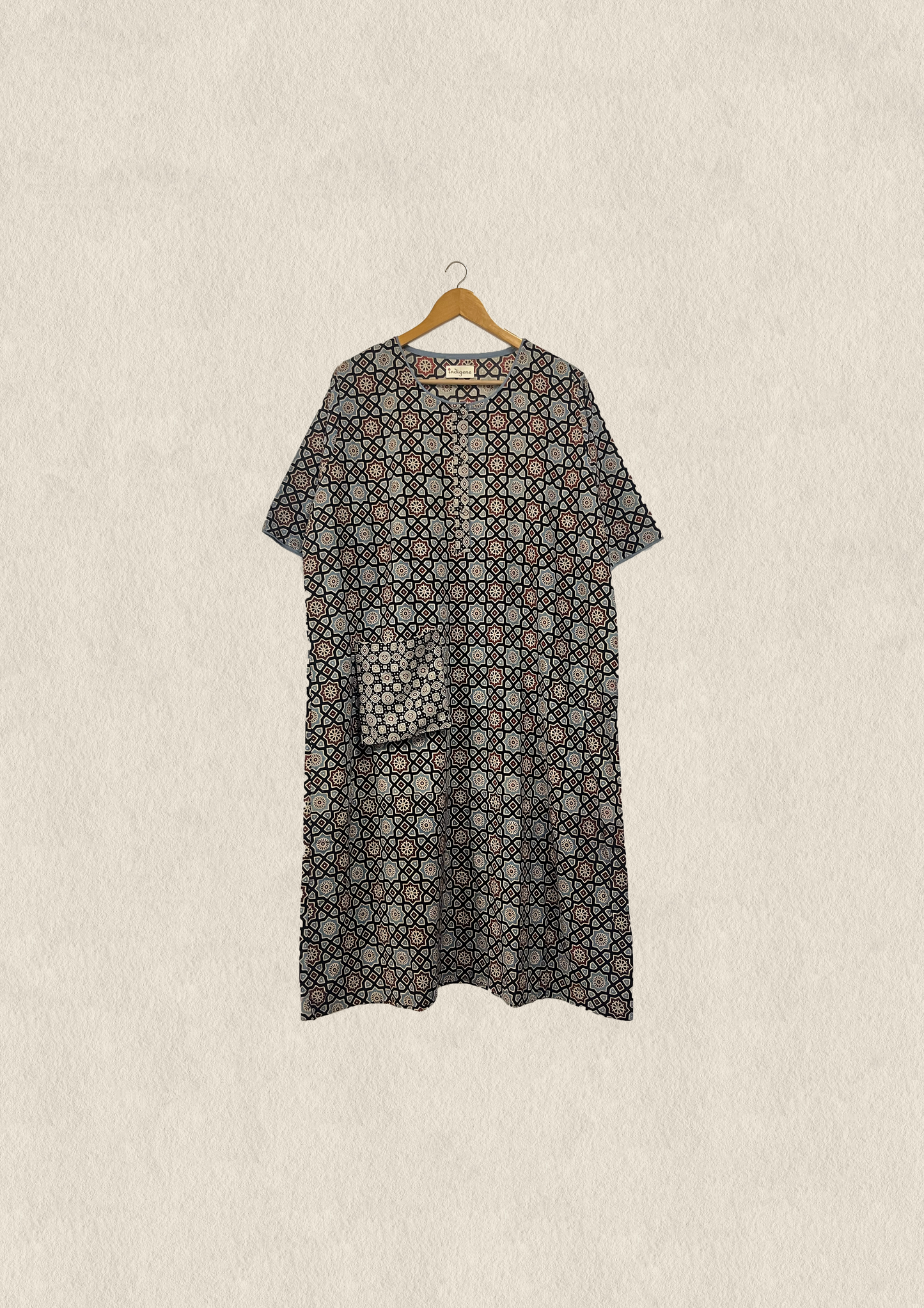 Easy fit ajrakh shift dress