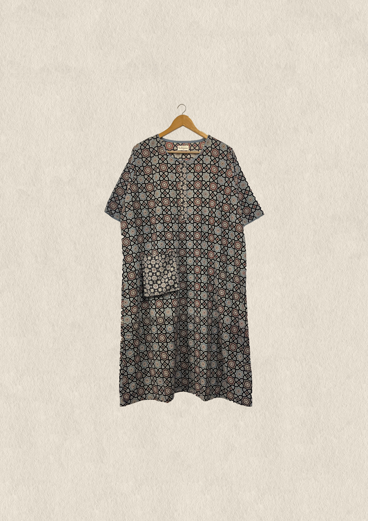 Easy fit ajrakh shift dress