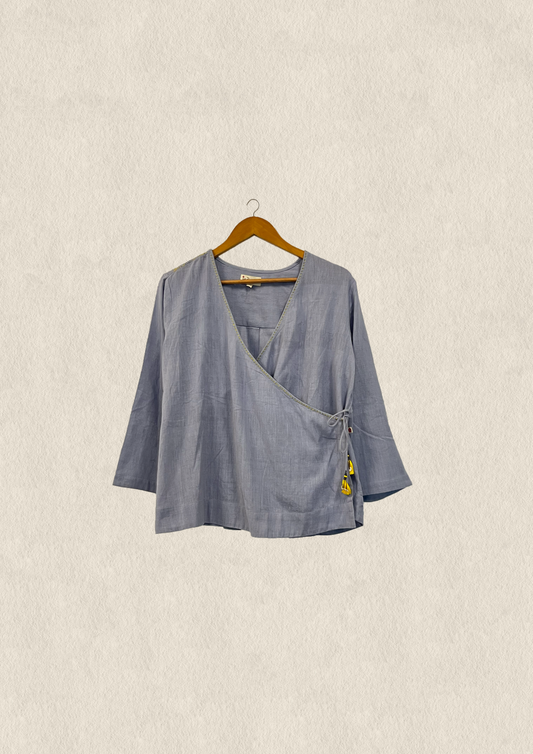 Woven wrap top