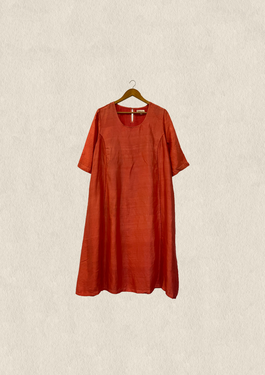 Silk Paneled Elbow Sleeve Dress