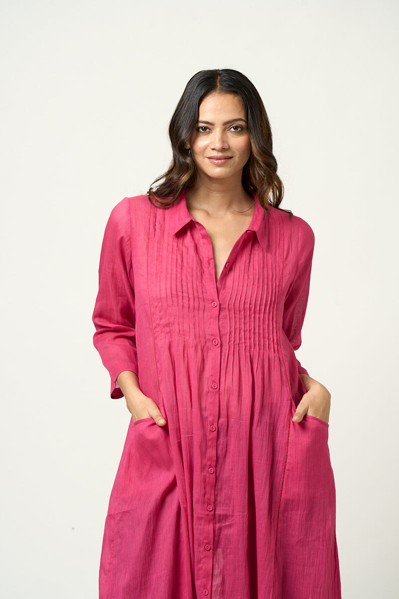 Maple Cotton Button Down Kurta & Aki pant - sunset orange & rust