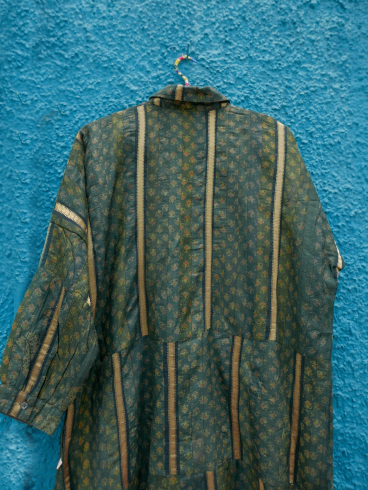 Patchworked silk long shirt
