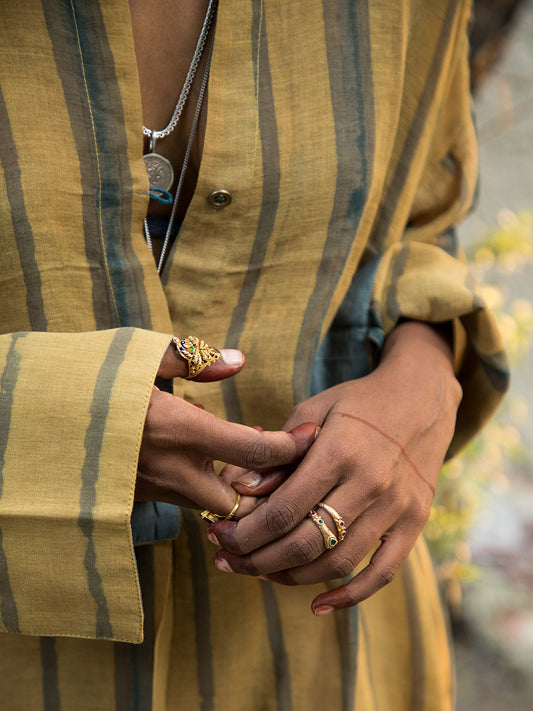 Aalta Ochre Striped Kimono Tunic