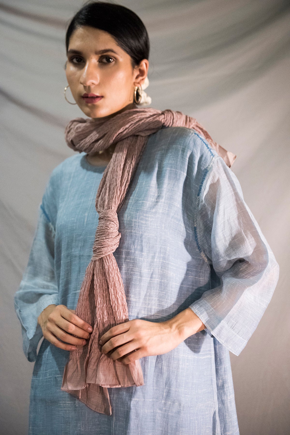 SMOCKED SILK COTTON STOLES