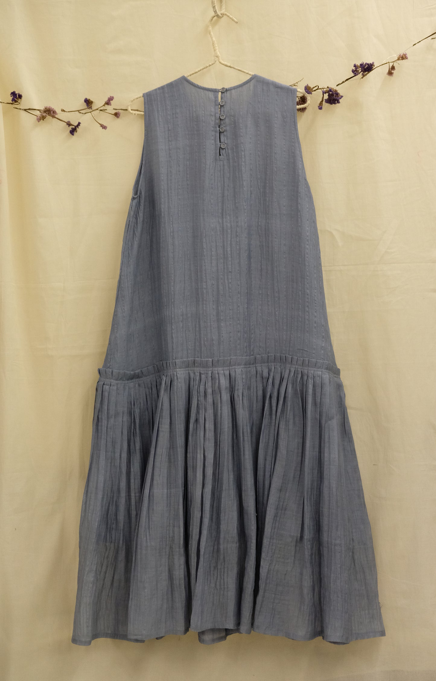 Linnaeus Silk Cotton Pleated Hem Dress