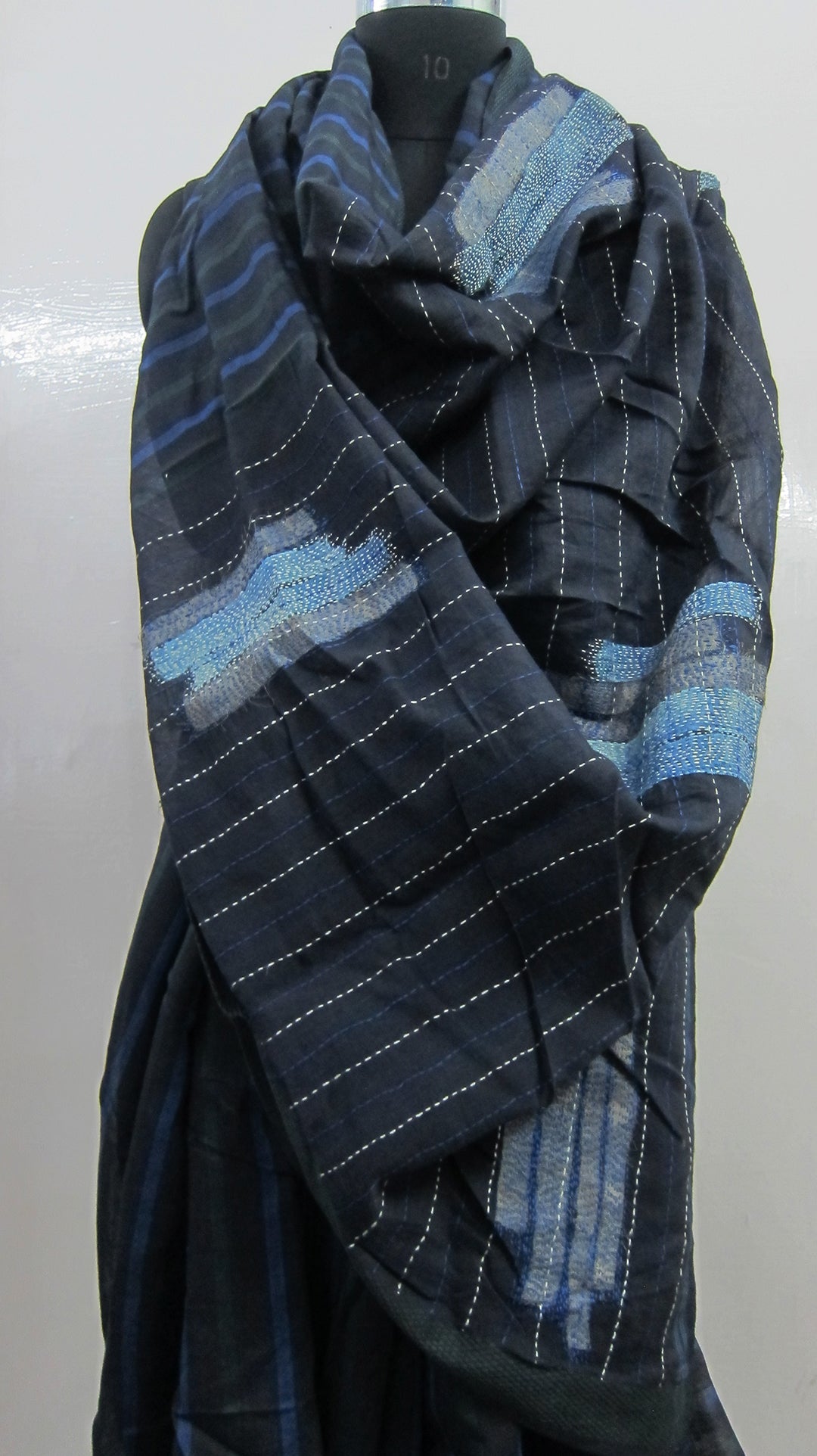 Blue Stripe Boro Saree