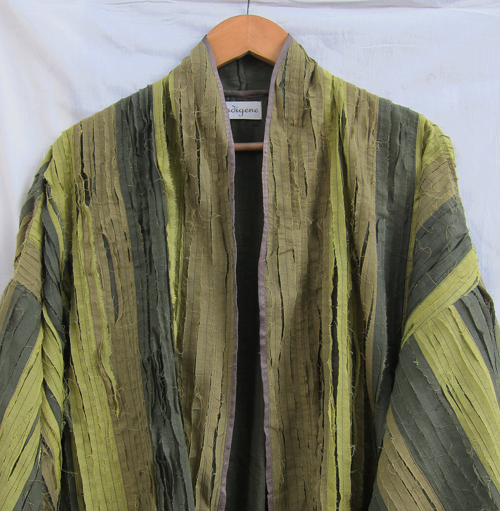 Repurposed Fabric Frayed Texture Jacket (READY TO SHIP)