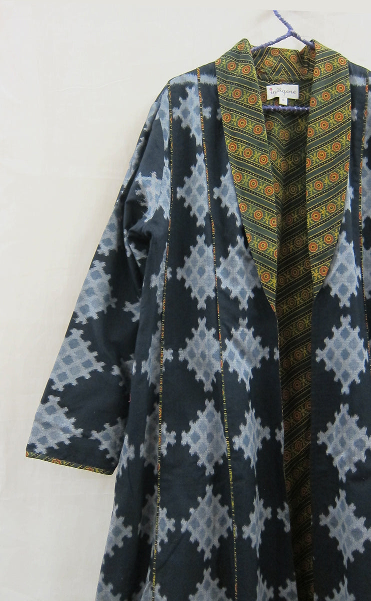 Chaukadi Boota Double Ikat Lapel Jacket