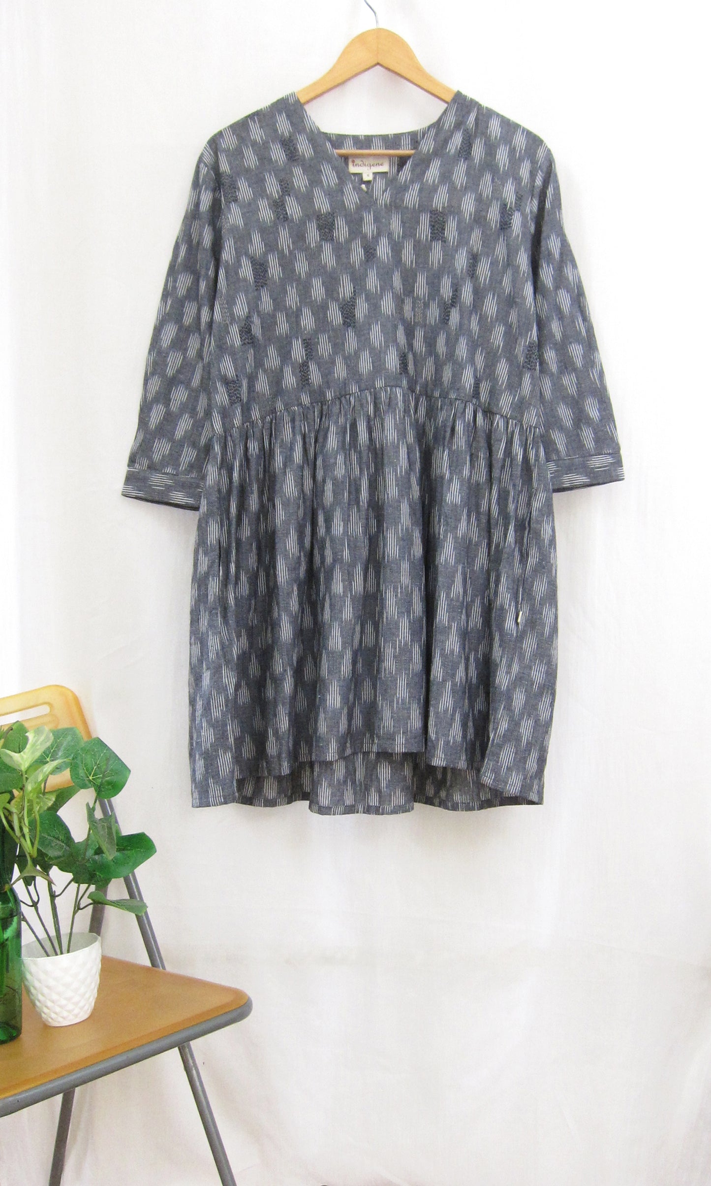 Ikat gathered dress