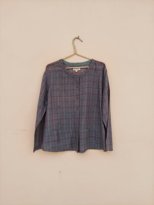 Oak Woven Gauze Plaid Top